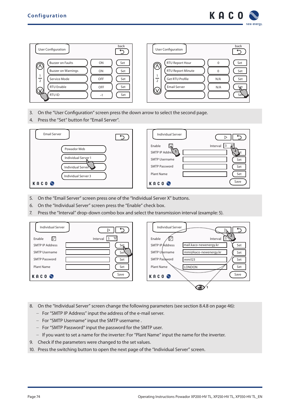 Configuration | KACO Powador XP200-HV TL User Manual | Page 74 / 90
