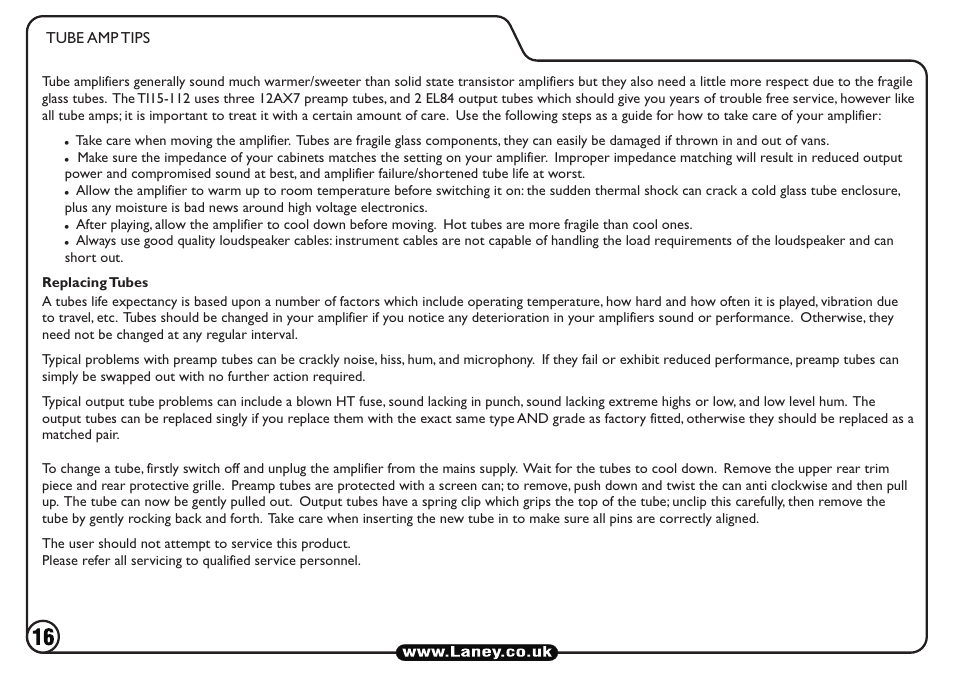 Laney TI15-112 User Manual | Page 16 / 20