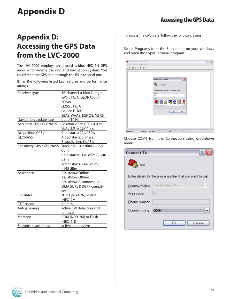 Appendix d, Accessing the gps data | Lanner LVC-2000 User Manual | Page 32 / 39