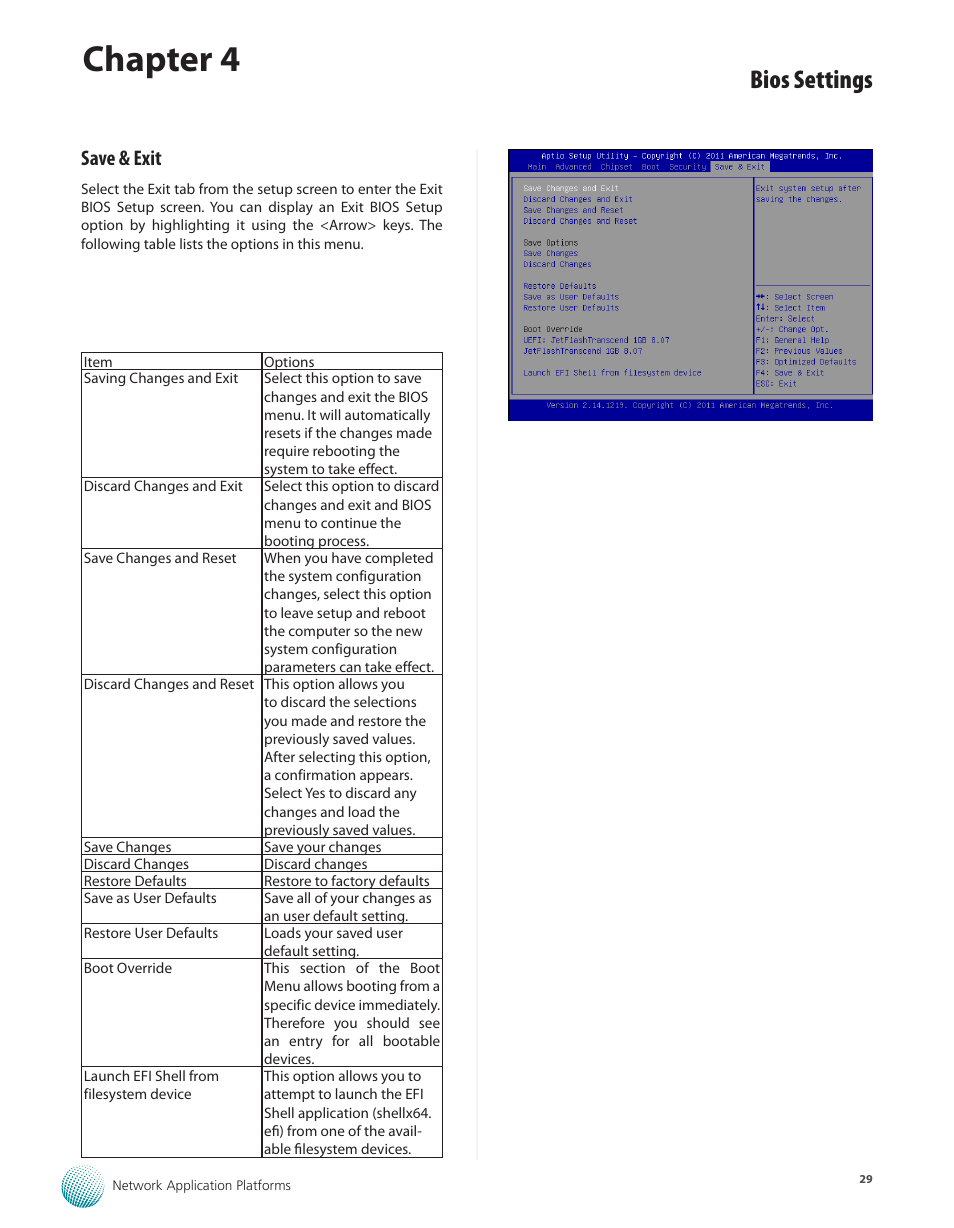 Save & exit, Chapter 4, Bios settings | Lanner FW-5330 User Manual | Page 32 / 38