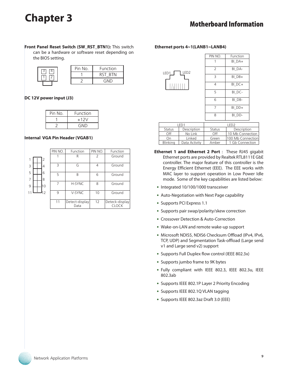 Chapter 3, Motherboard information | Lanner FW-6432 User Manual | Page 12 / 16