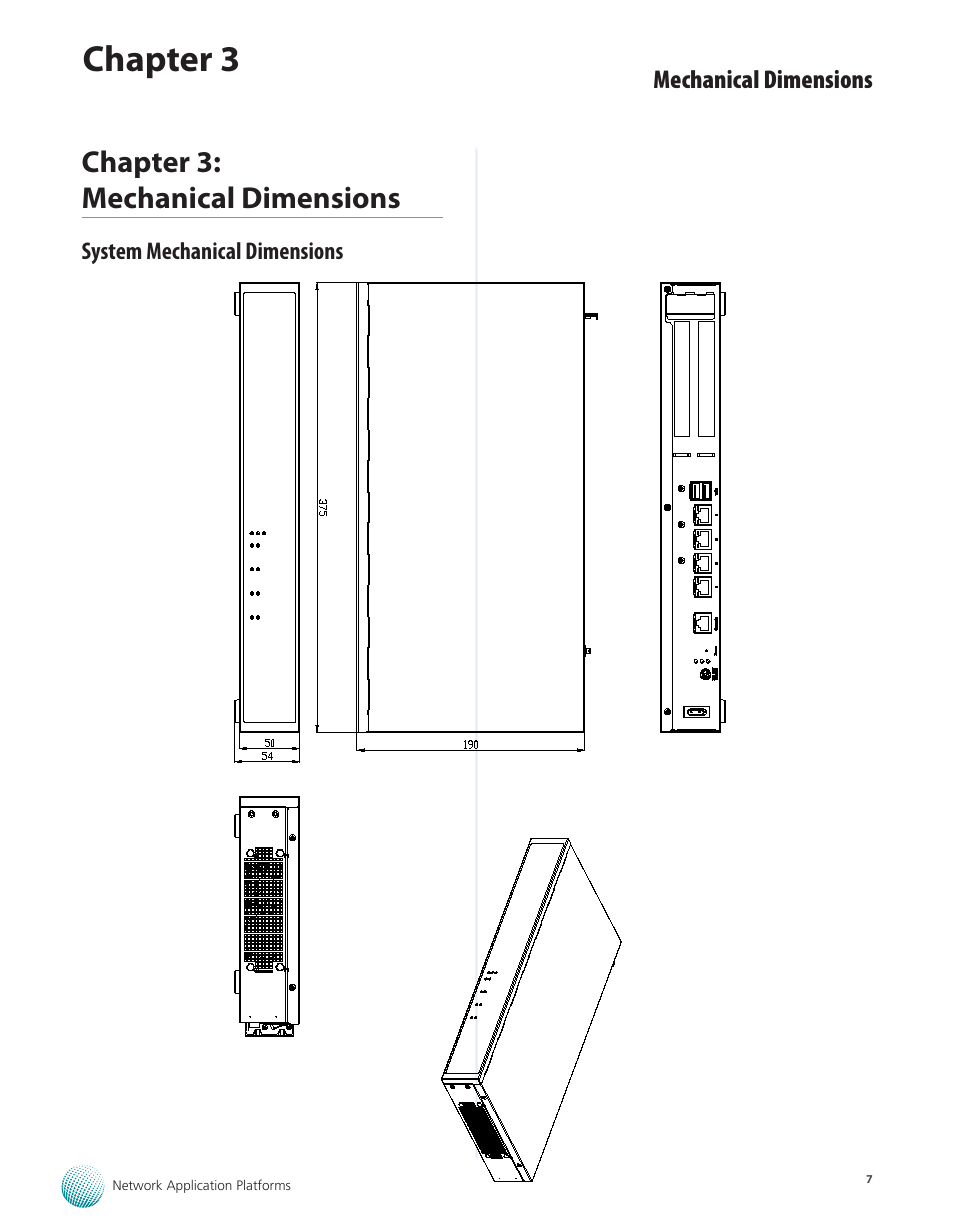 Chapter 3: mechanical dimensions, System mechanical dimensions, Chapter 3 | Lanner FW-6436 User Manual | Page 10 / 19