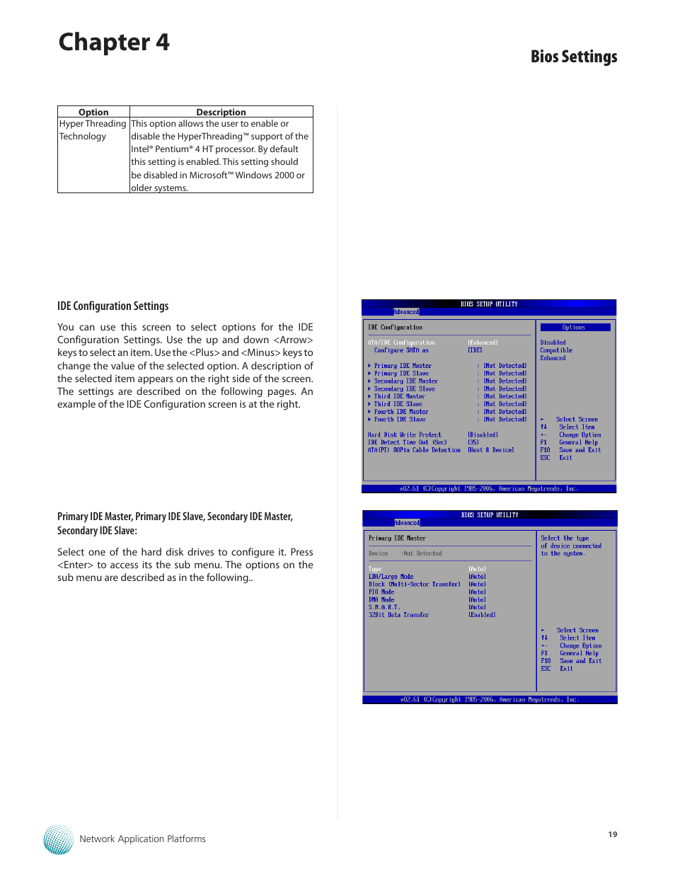 Chapter 4, Bios settings | Lanner FW-7565 User Manual | Page 24 / 52