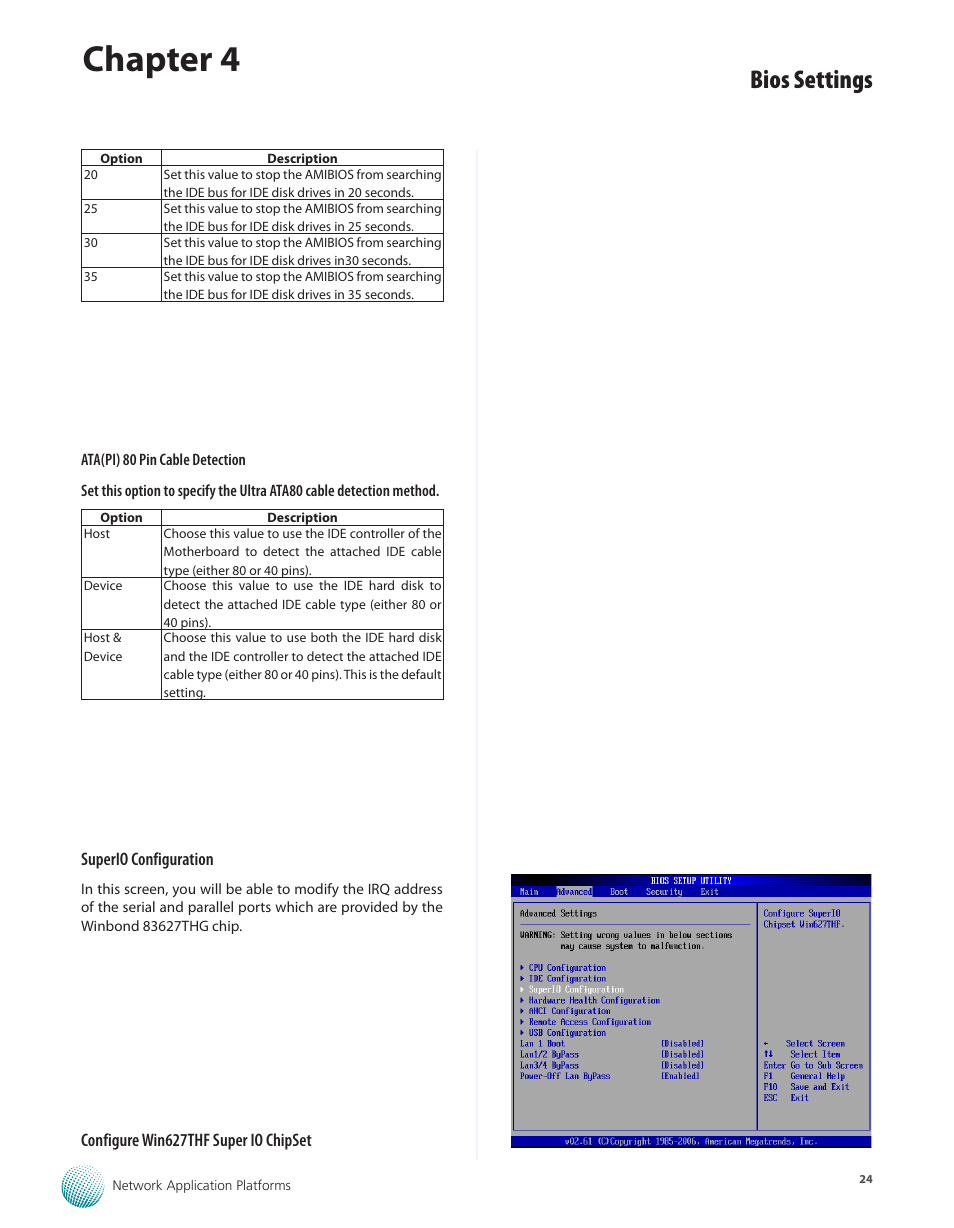 Chapter 4, Bios settings | Lanner FW-7565 User Manual | Page 29 / 52