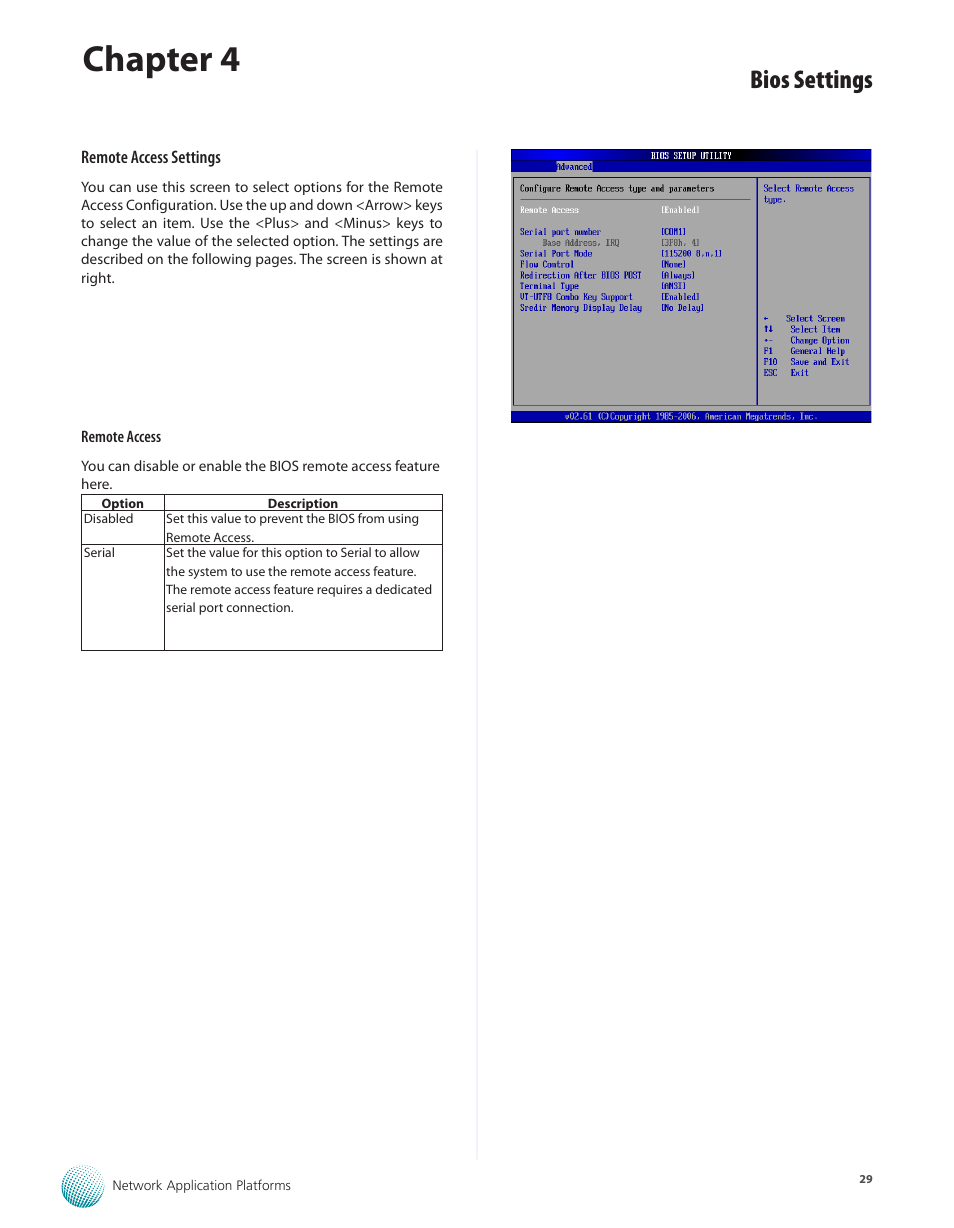 Chapter 4, Bios settings | Lanner FW-7565 User Manual | Page 34 / 52