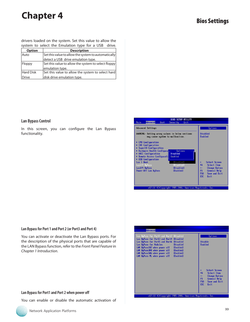 Chapter 4, Bios settings | Lanner FW-7565 User Manual | Page 38 / 52