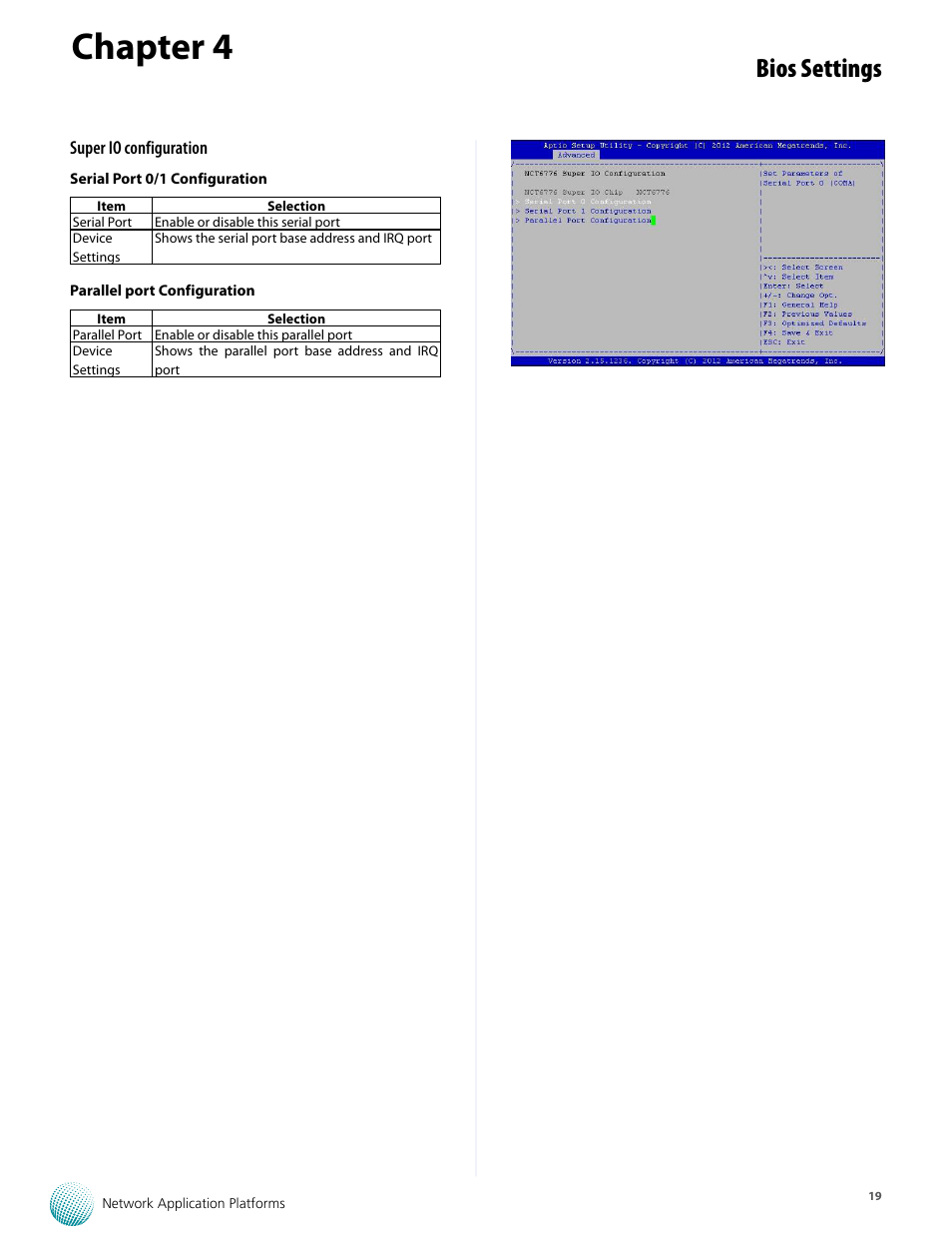 Chapter 4, Bios settings | Lanner FW-7573 User Manual | Page 24 / 44