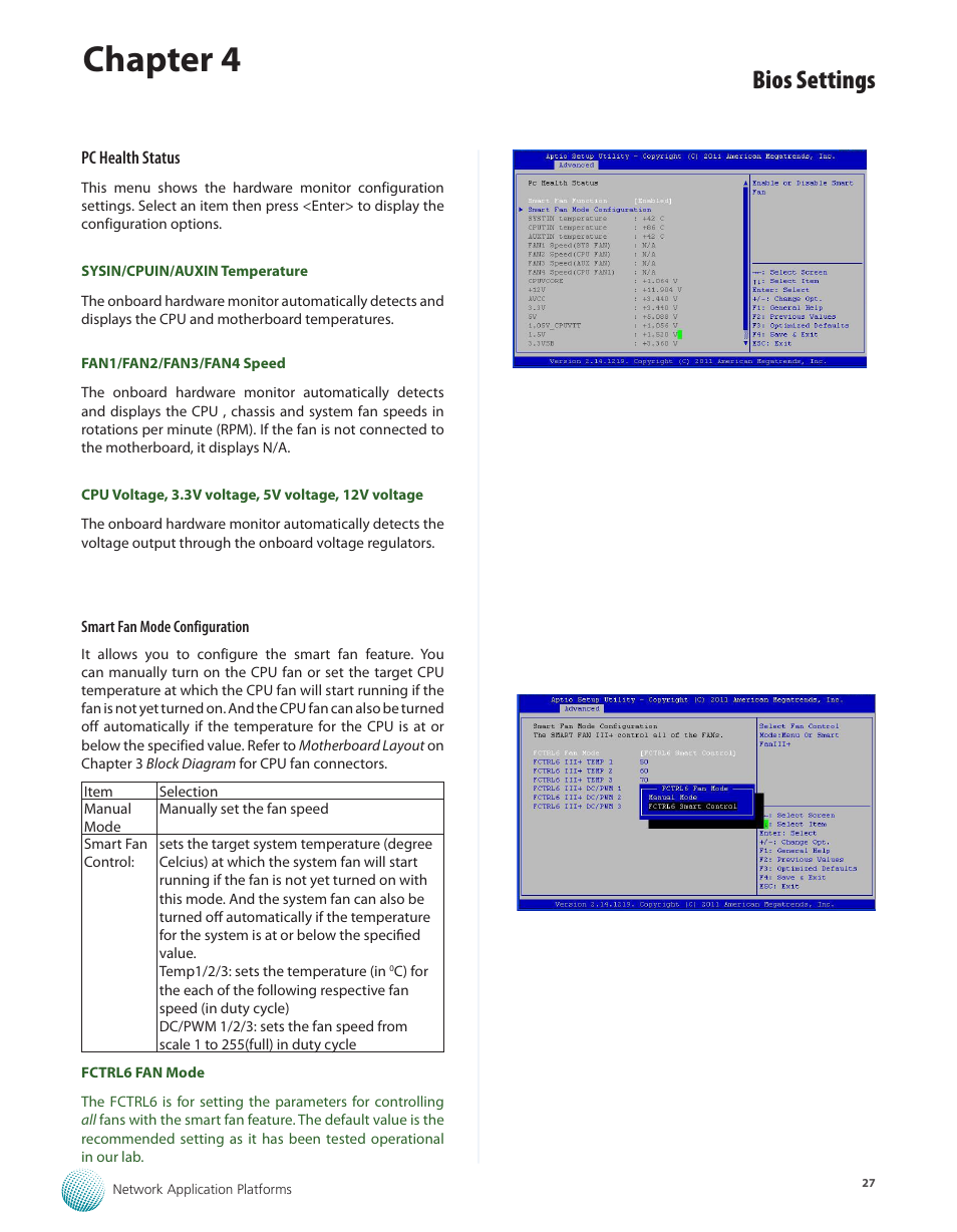 Chapter 4, Bios settings | Lanner FW-7575 User Manual | Page 32 / 48
