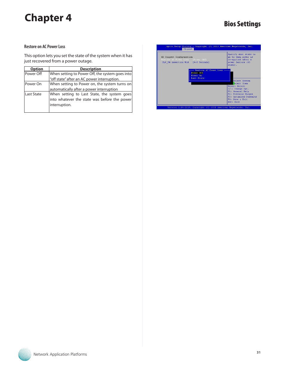 Chapter 4, Bios settings | Lanner FW-7575 User Manual | Page 36 / 48