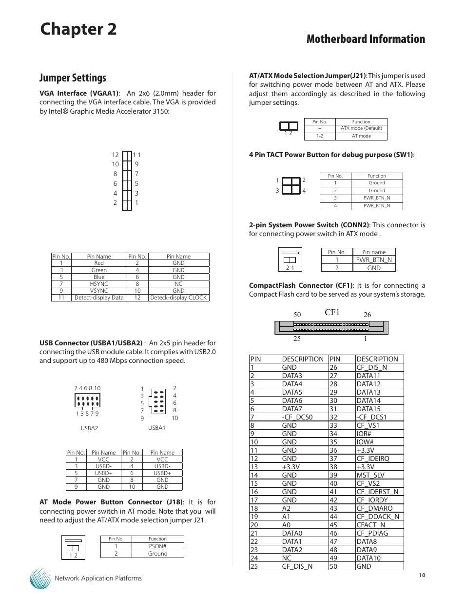 Jumper settings, Chapter 2, Motherboard information | Lanner FW-7582 User Manual | Page 14 / 42