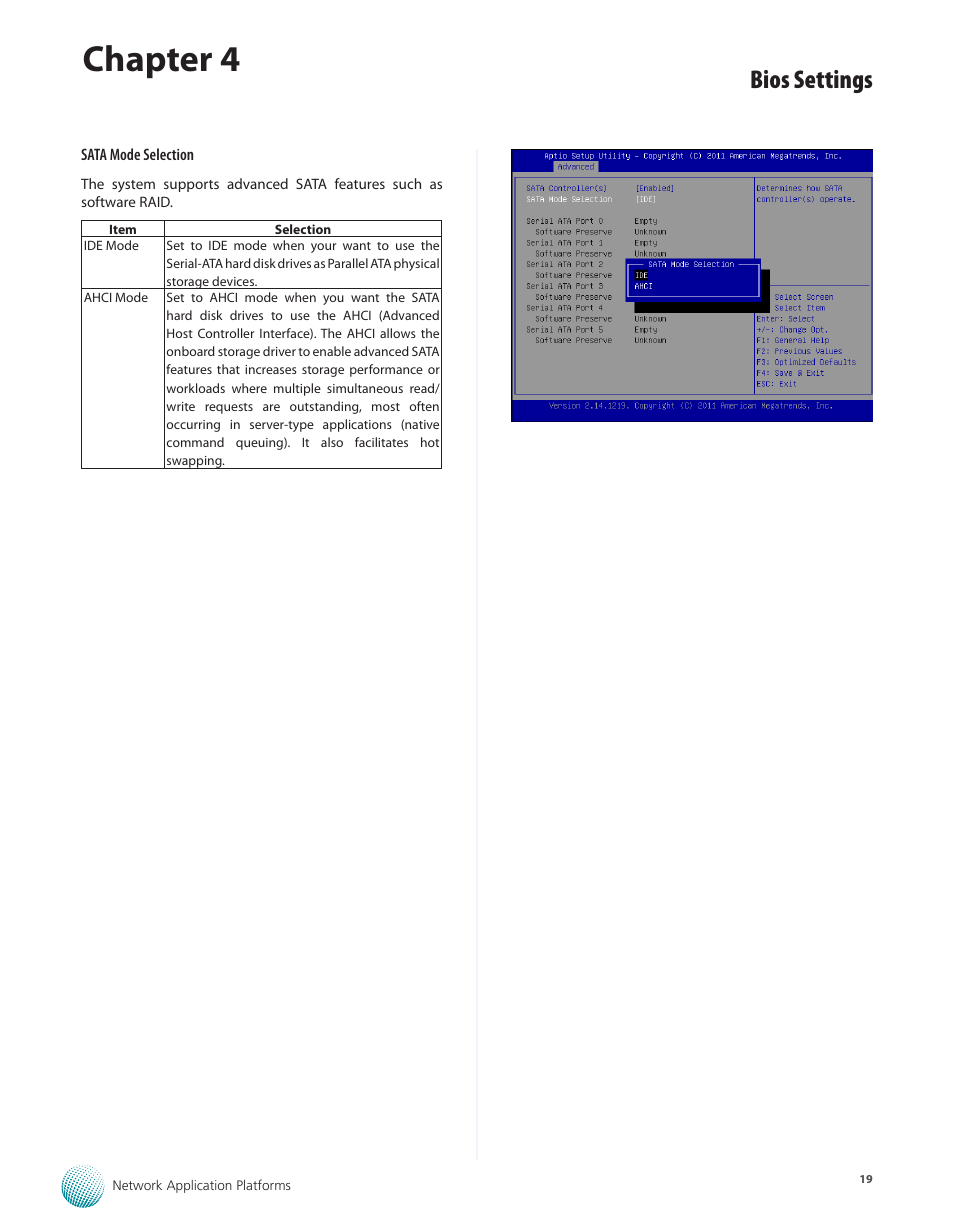 Chapter 4, Bios settings | Lanner FW-7582 User Manual | Page 23 / 42