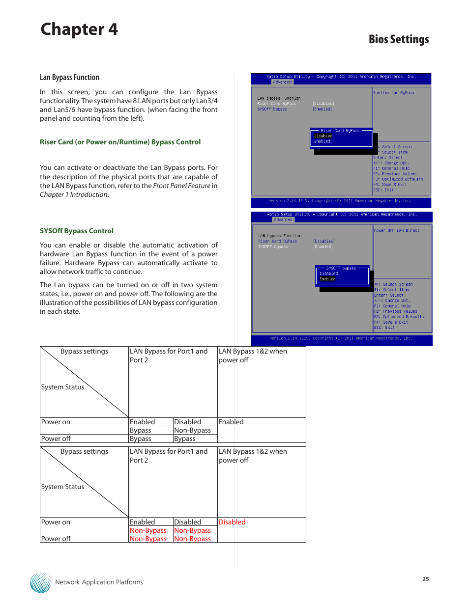 Chapter 4, Bios settings | Lanner FW-7582 User Manual | Page 29 / 42