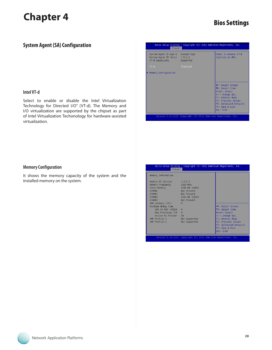 System agent (sa) configuration, Chapter 4, Bios settings | Lanner FW-7582 User Manual | Page 32 / 42