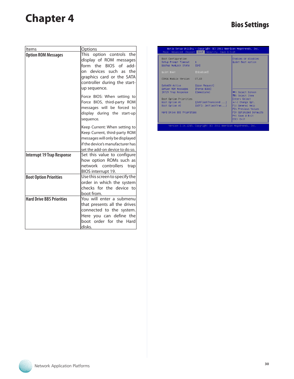 Chapter 4, Bios settings | Lanner FW-7582 User Manual | Page 34 / 42