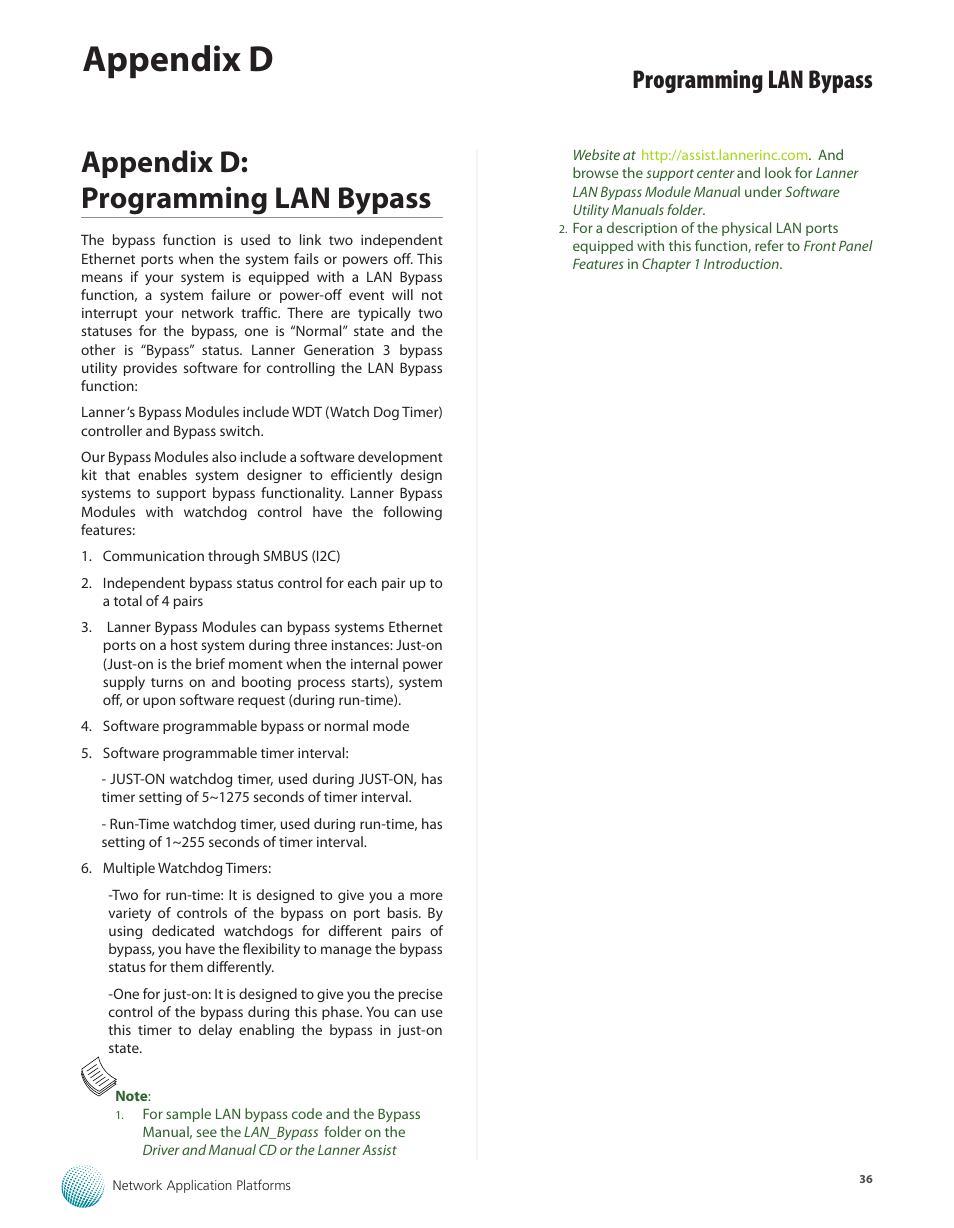 Appendix d: programming lan bypass, Appendix d, Programming lan bypass | Lanner FW-7582 User Manual | Page 40 / 42