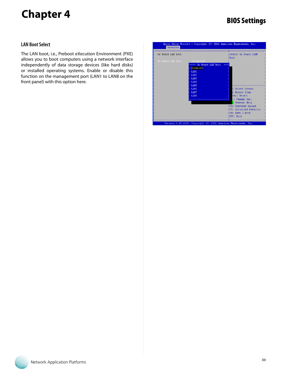 Chapter 4, Bios settings | Lanner FW-8759 User Manual | Page 36 / 47