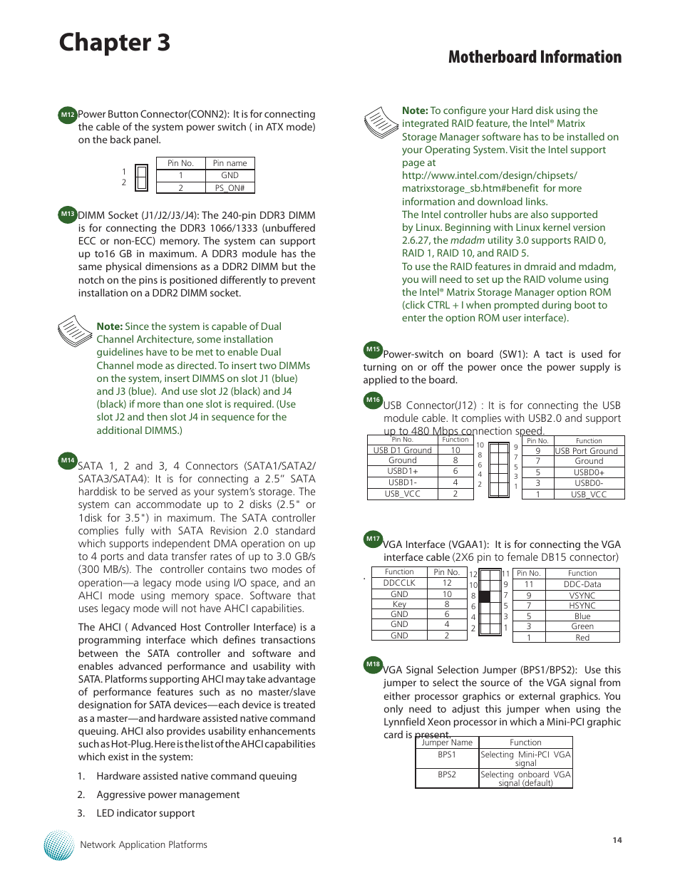 Chapter 3, Motherboard information | Lanner FW-8760 User Manual | Page 19 / 53