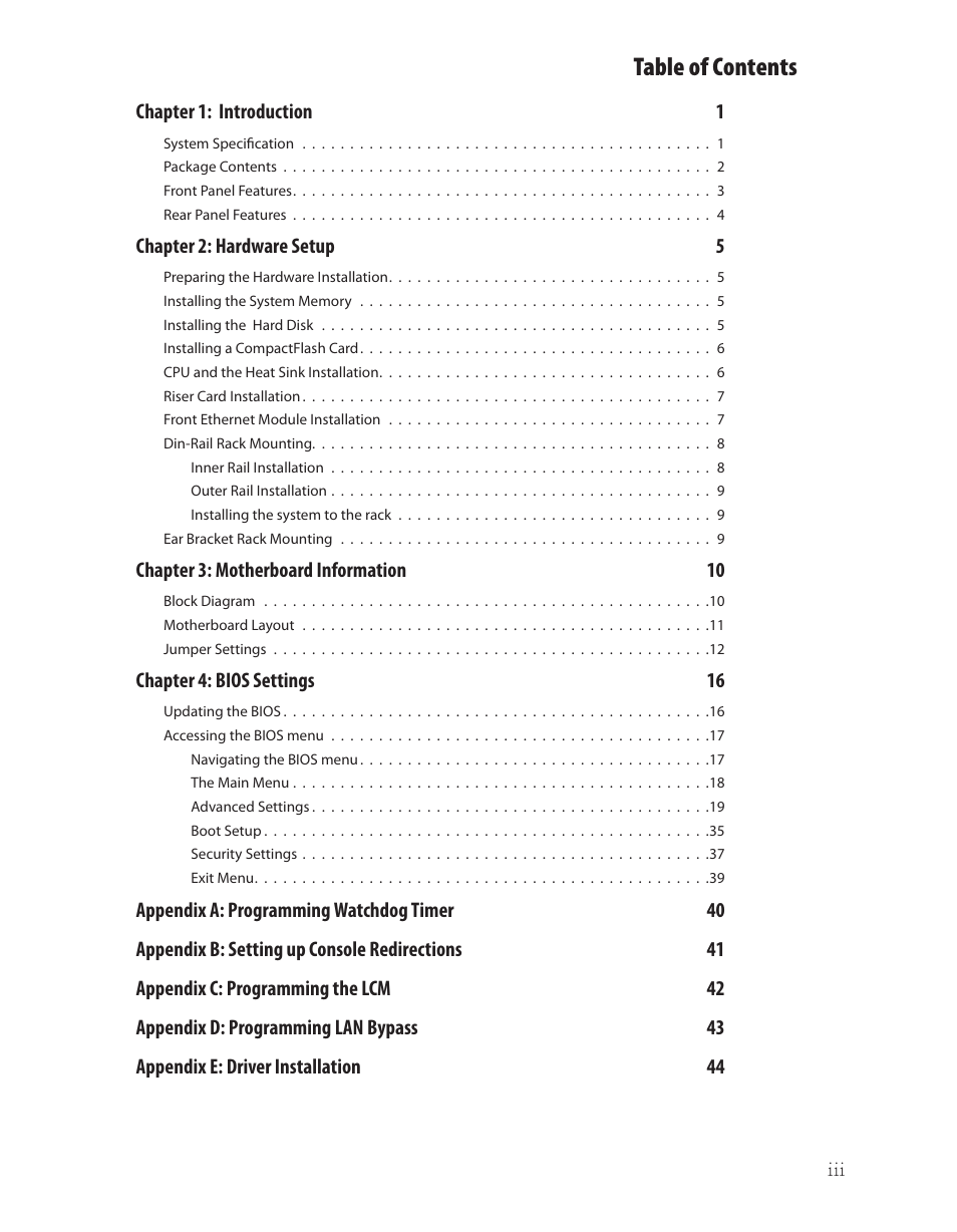 Ttat table of contents beable of contents | Lanner FW-8760 User Manual | Page 4 / 53