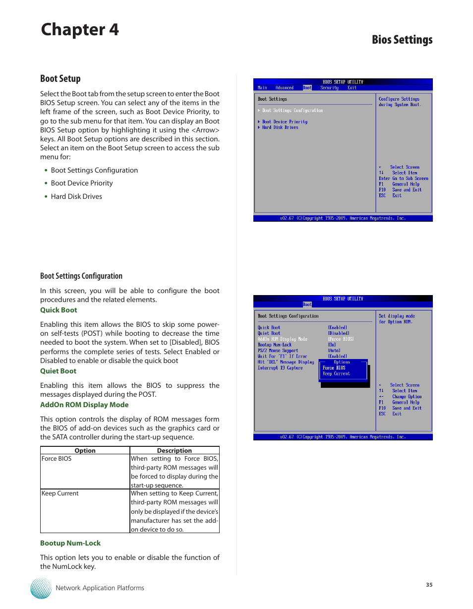 Boot setup, Chapter 4, Bios settings | Lanner FW-8760 User Manual | Page 40 / 53
