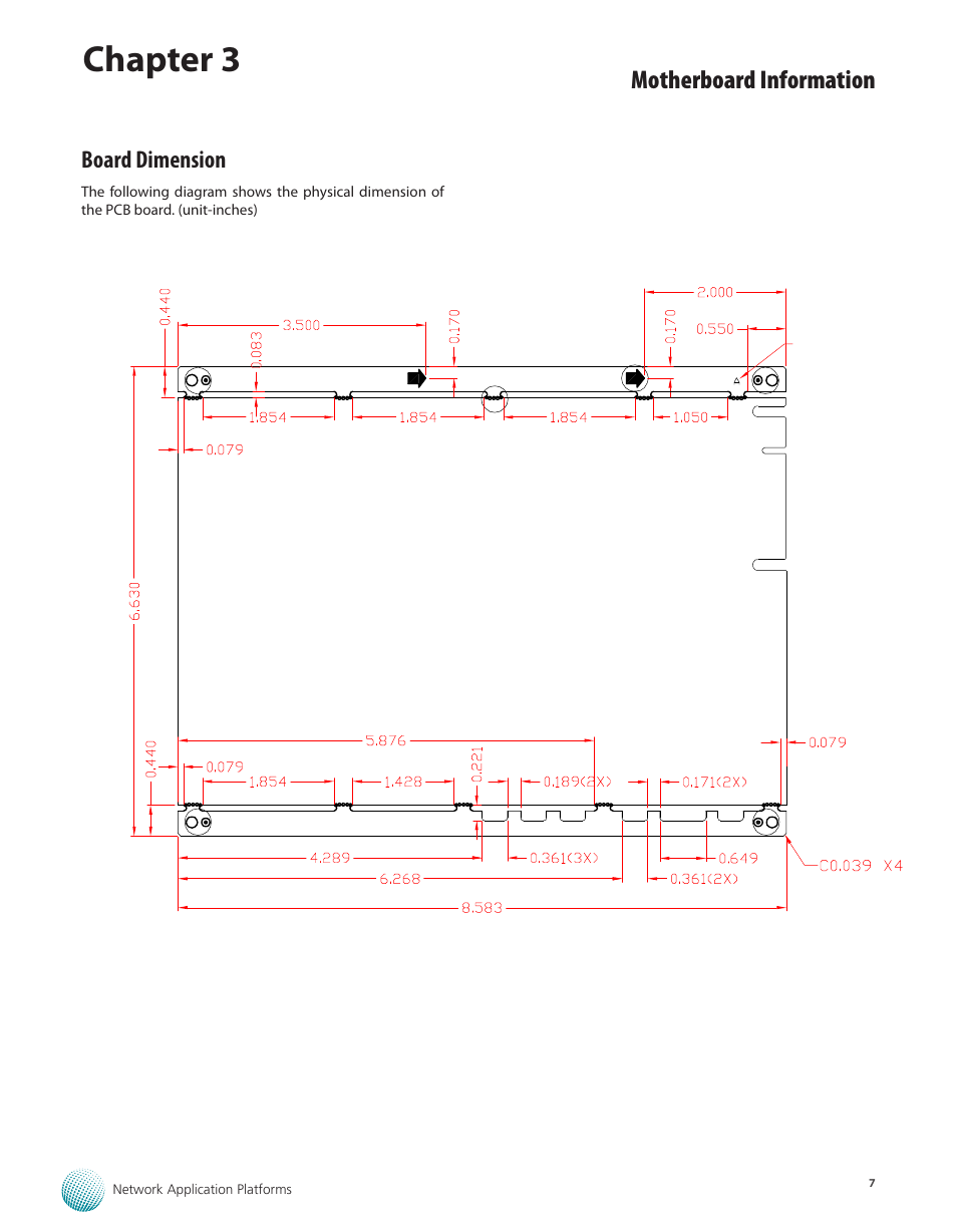 Board dimension, Chapter 3, Motherboard information | Lanner MR-320 User Manual | Page 10 / 20