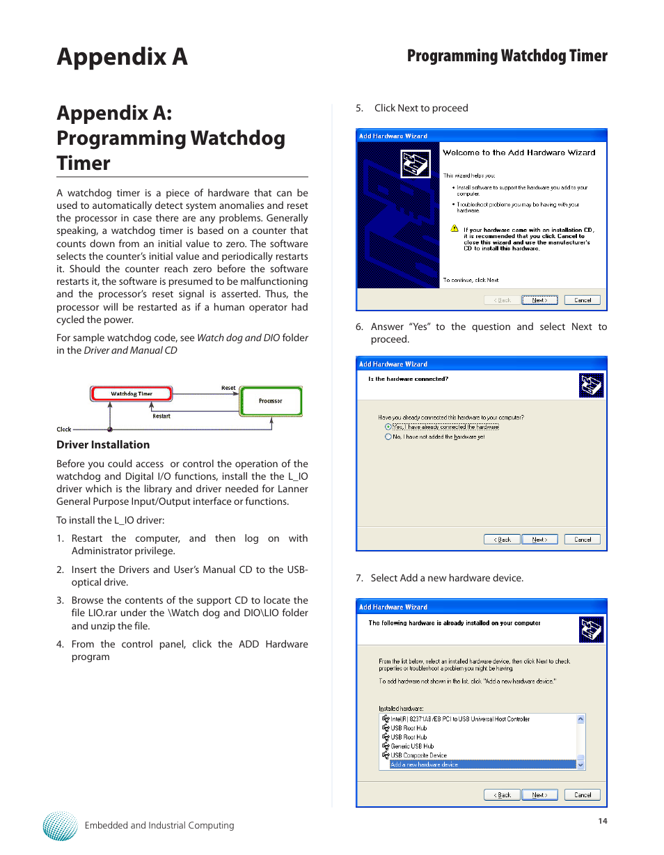 Appendix a: programming watchdog timer, Appendix a, Programming watchdog timer | Lanner LEC-3110 User Manual | Page 16 / 26