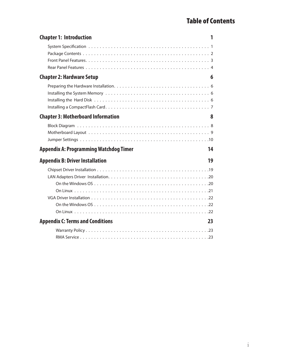 Ttat table of contents beable of contents | Lanner LEC-3110 User Manual | Page 2 / 26