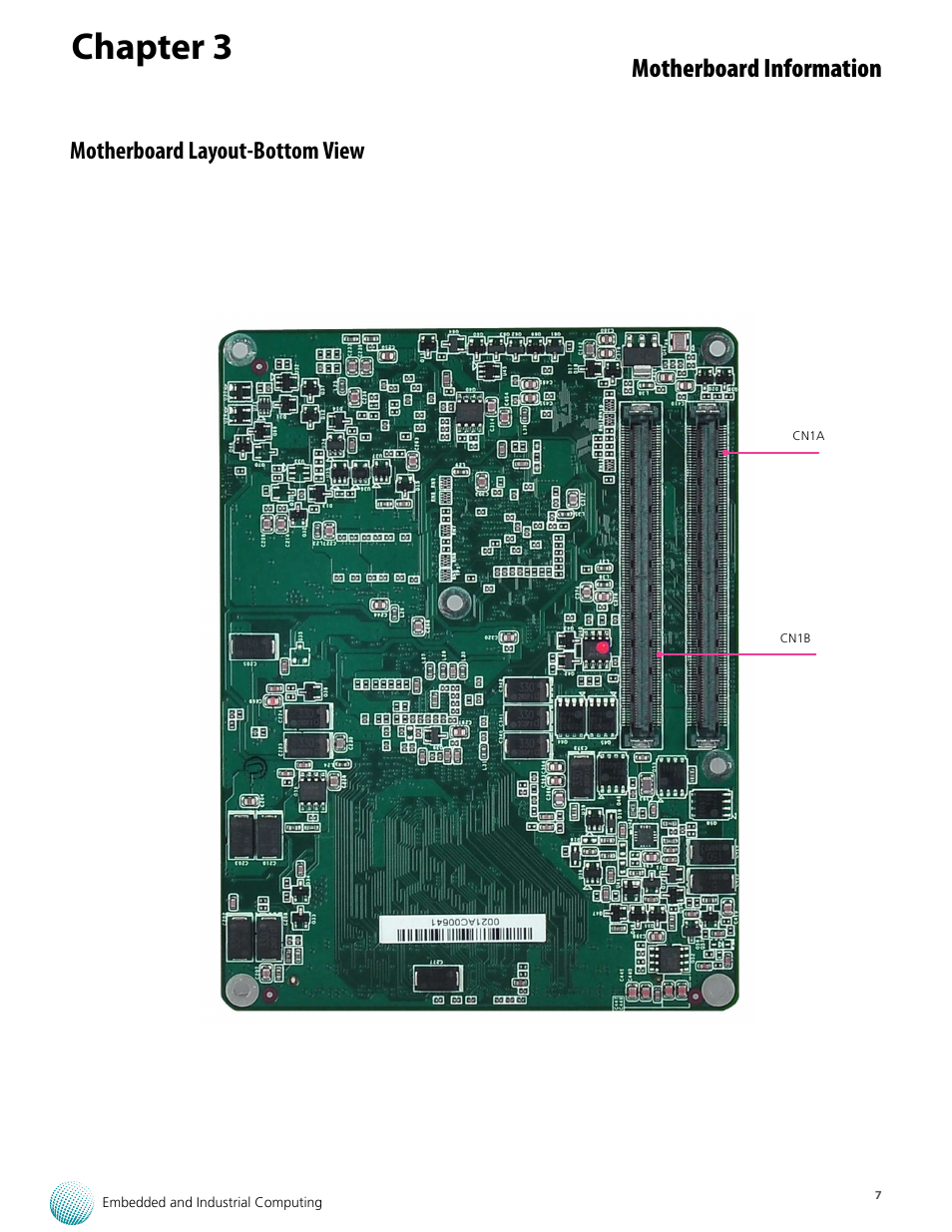 Chapter 3, Motherboard information, Motherboard layout-bottom view | Lanner VES-220 User Manual | Page 10 / 19