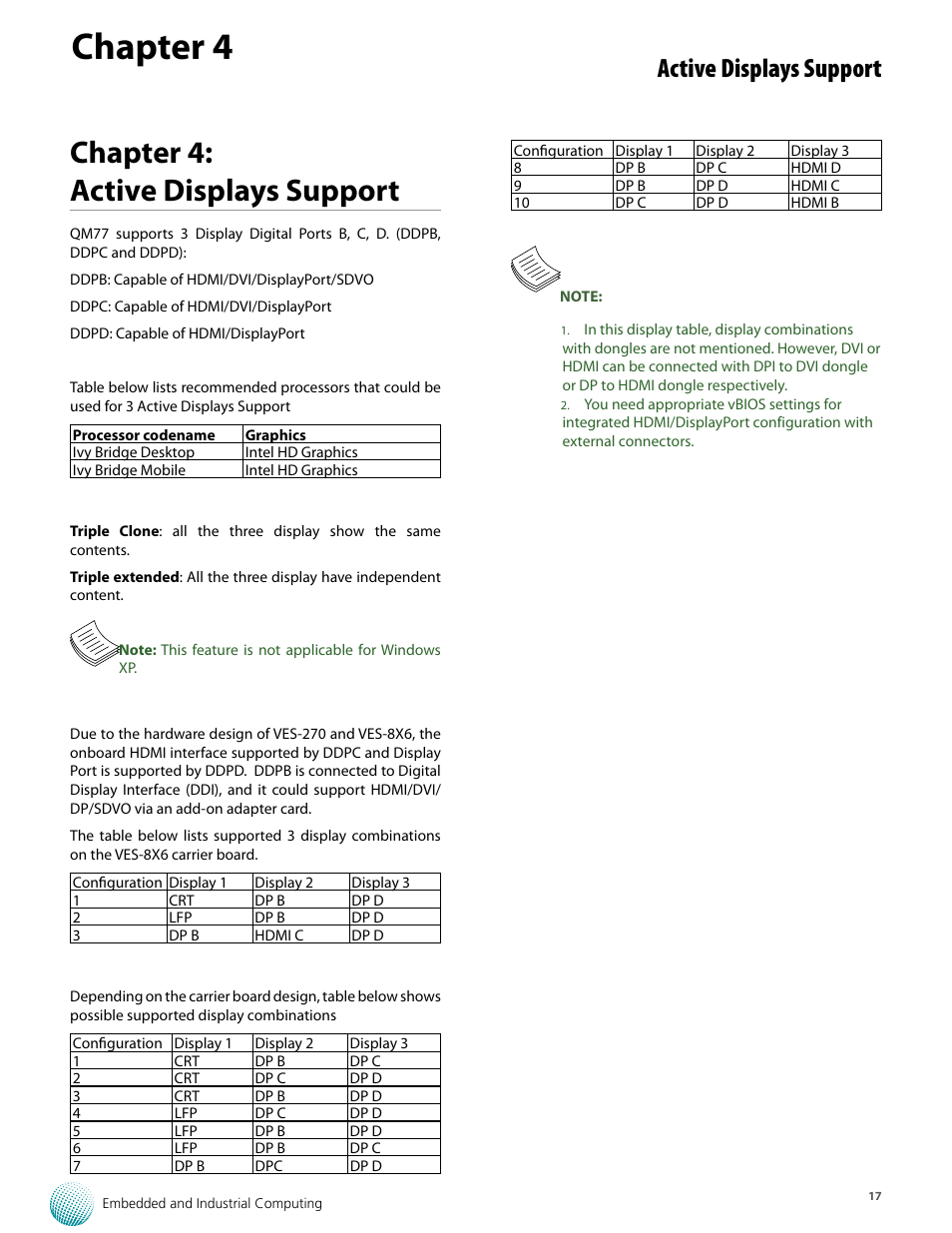 Chapter 4, Chapter 4: active displays support, Active displays support | Lanner VES-270 User Manual | Page 17 / 19