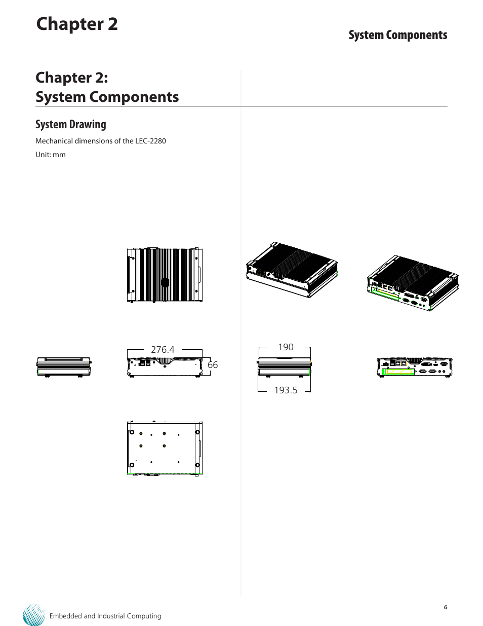 Chapter 2, Chapter 2: system components, System components | Lanner LEC-2280 User Manual | Page 6 / 27