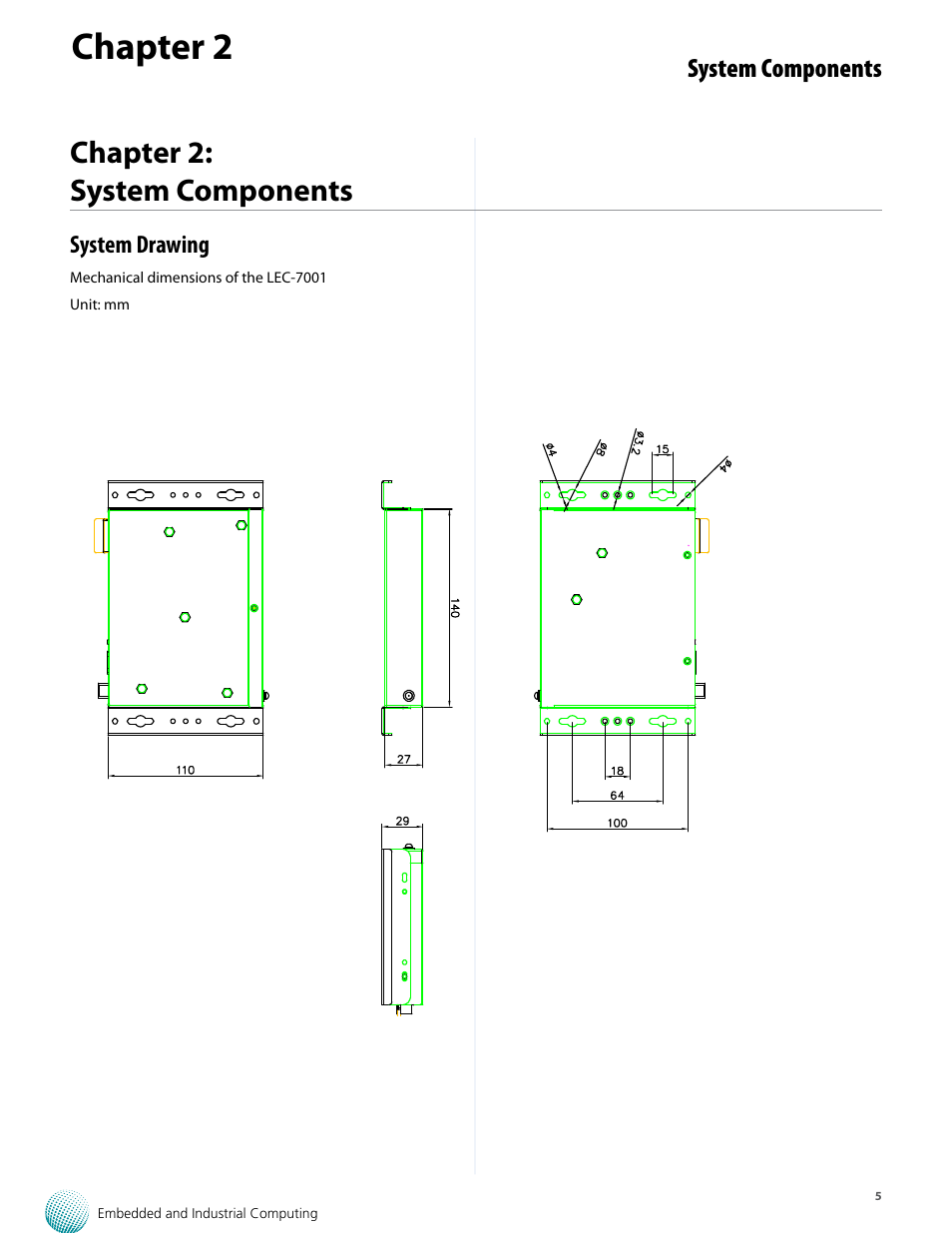 Chapter 2, Chapter 2: system components | Lanner LEC-7001 User Manual | Page 6 / 17