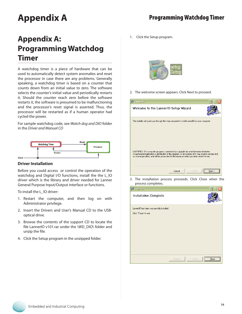Appendix a: programming watchdog timer, Appendix a, Programming watchdog timer | Lanner LEC-7230 User Manual | Page 16 / 24