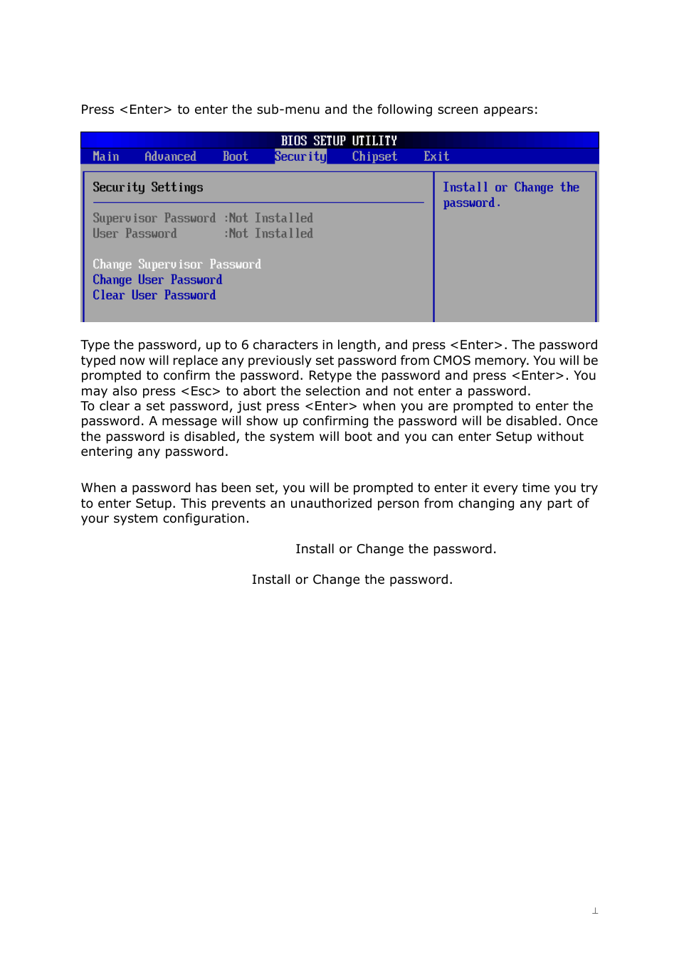 5 security menu | Lanner FW-8750 User Manual | Page 35 / 45