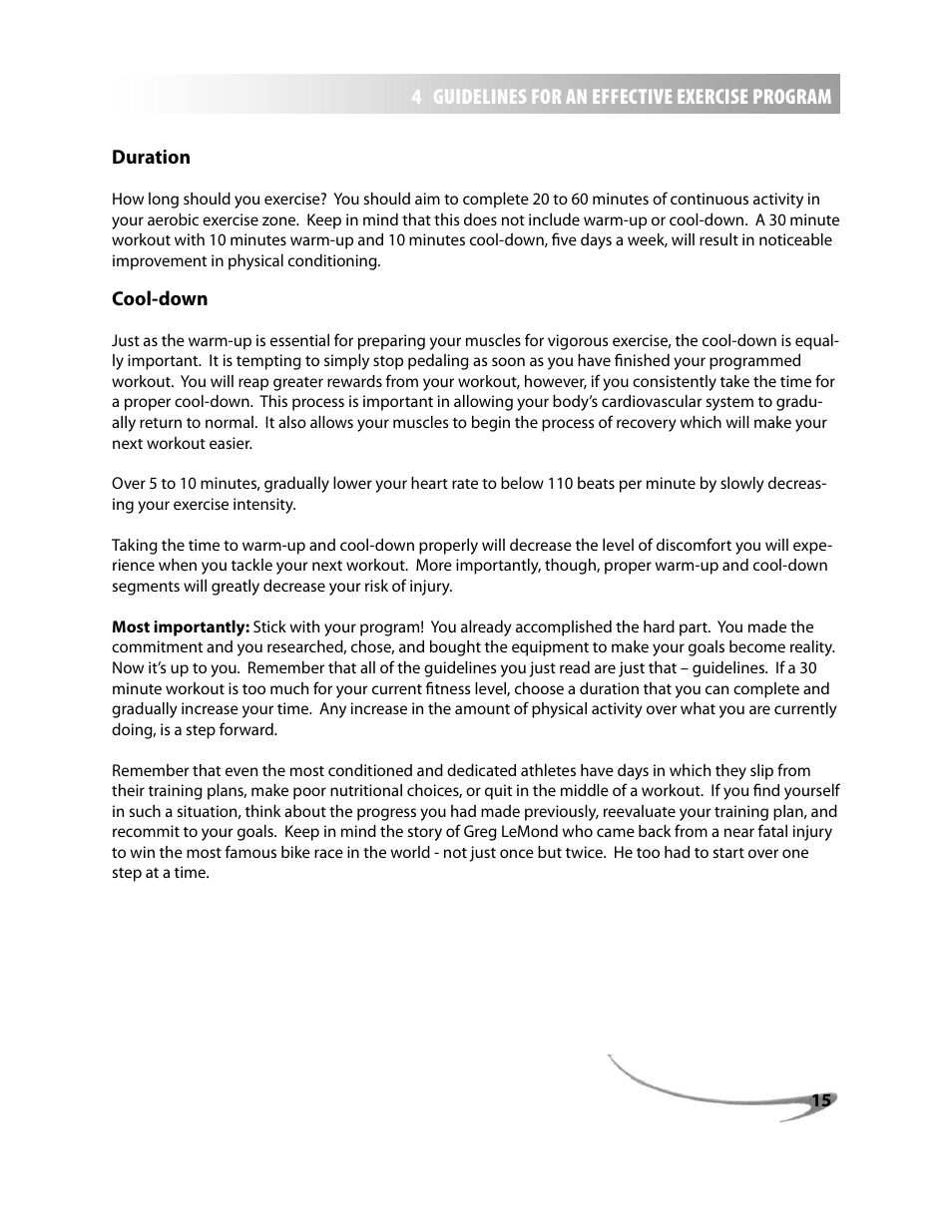 4 guidelines for an effective exercise program | LeMond g-force UT User Manual | Page 15 / 44