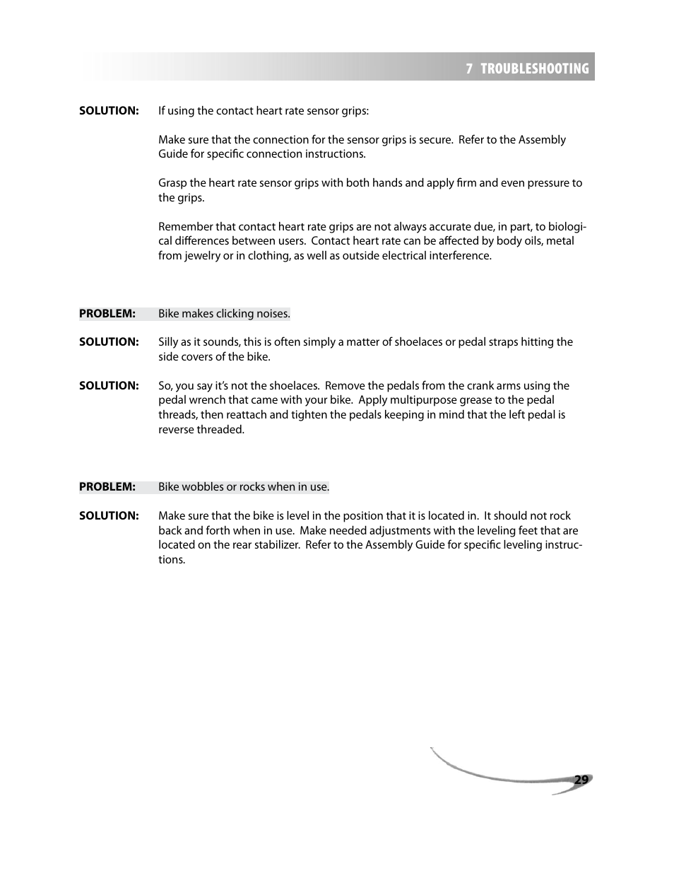 7 troubleshooting | LeMond g-force UT User Manual | Page 29 / 44