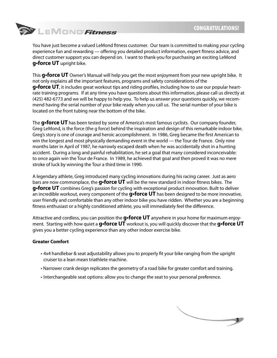 LeMond g-force UT User Manual | Page 3 / 44