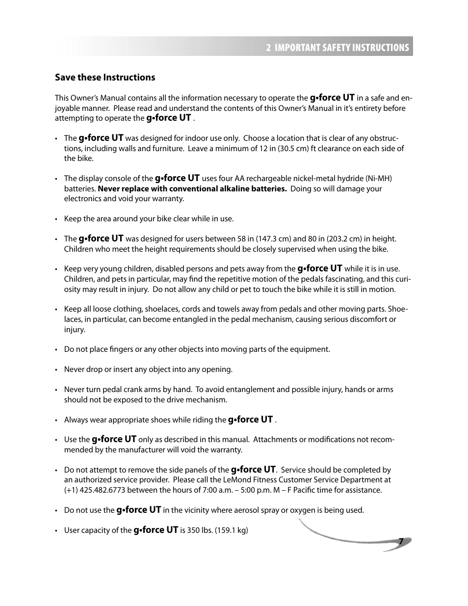 LeMond g-force UT User Manual | Page 7 / 44