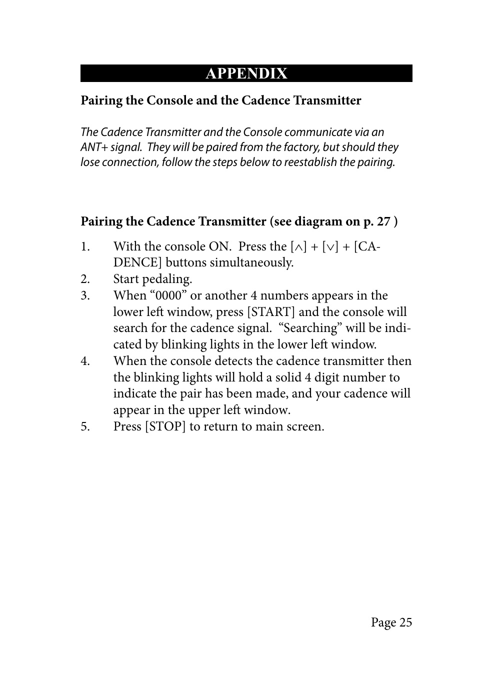 Appendix | LeMond RevMaster Pilot User Manual | Page 25 / 29