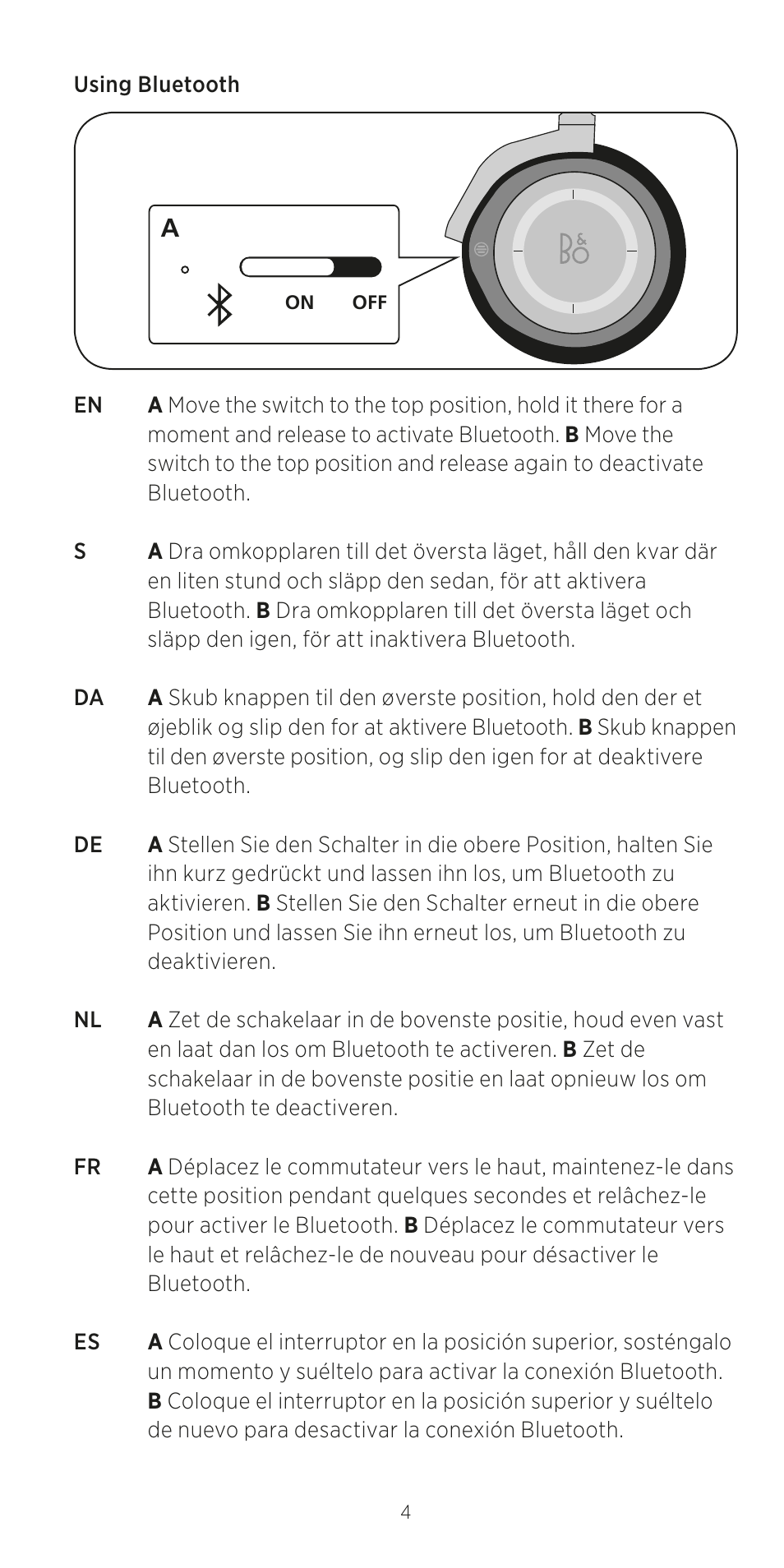 Using bluetooth | Bang & Olufsen BeoPlay H8 User Manual | Page 4 / 24