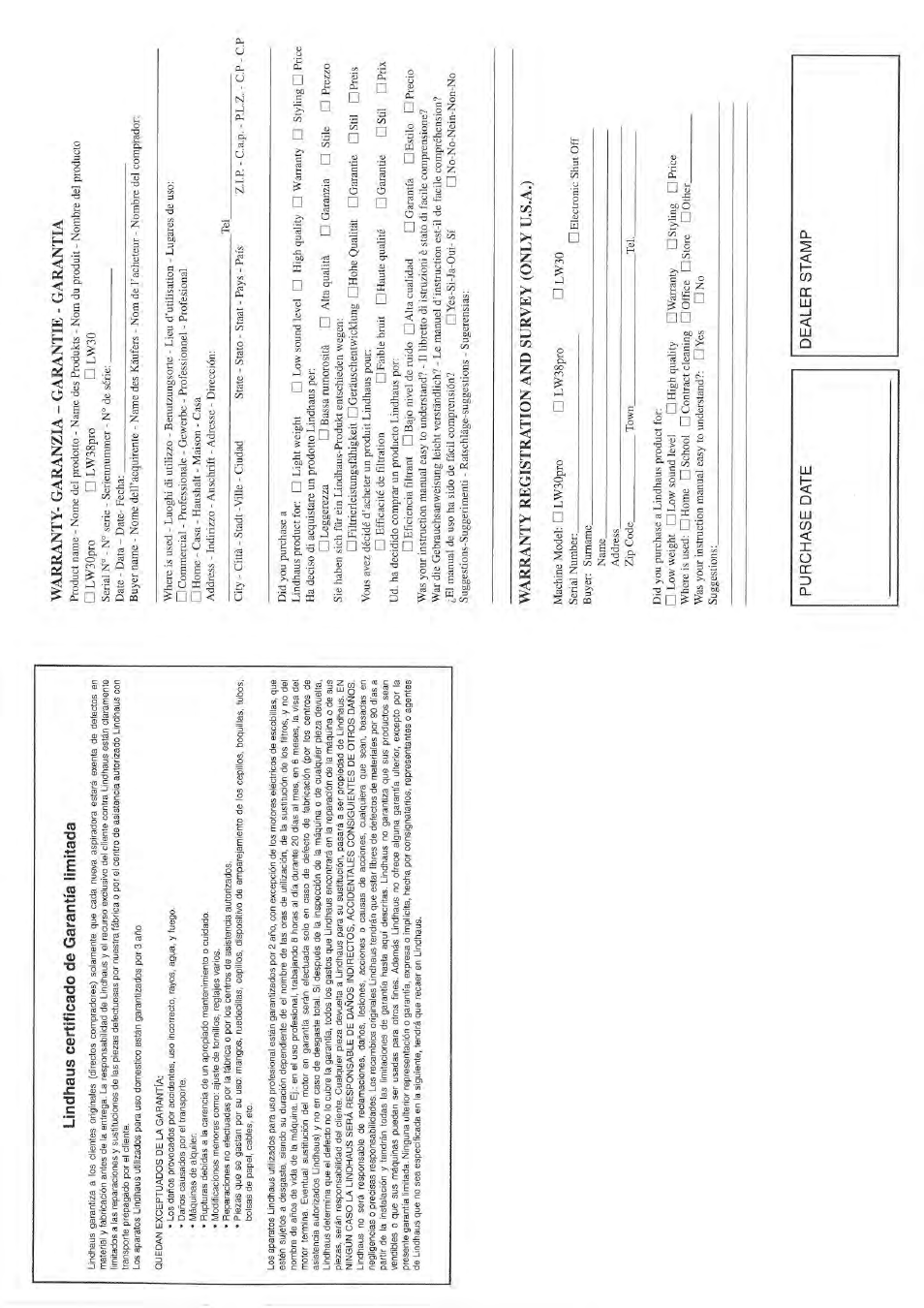 Cartolina front | Lindhaus LW30pro - LW38pro User Manual | Page 24 / 25