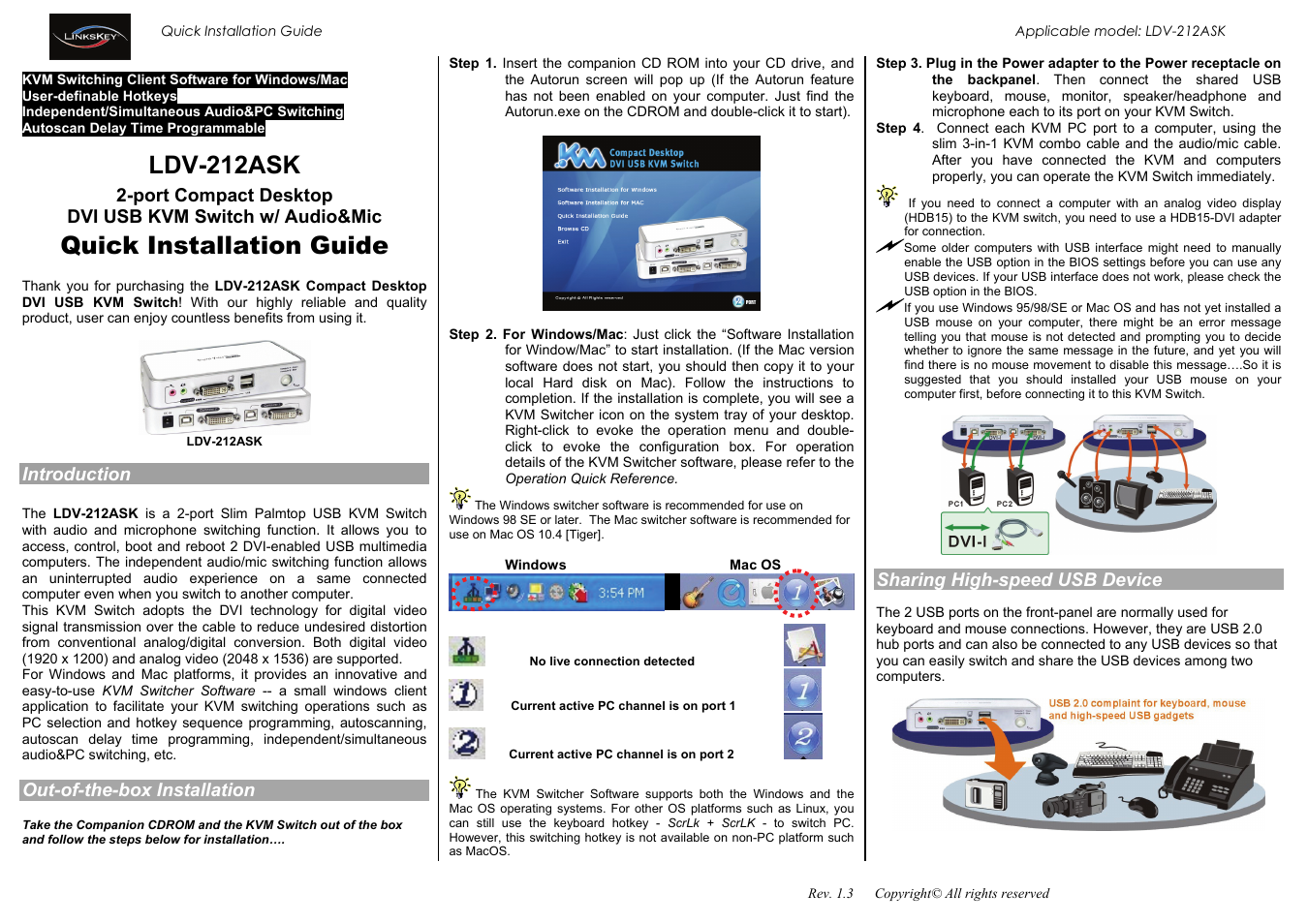 Linkskey LDV-212ASK User Manual | 2 pages