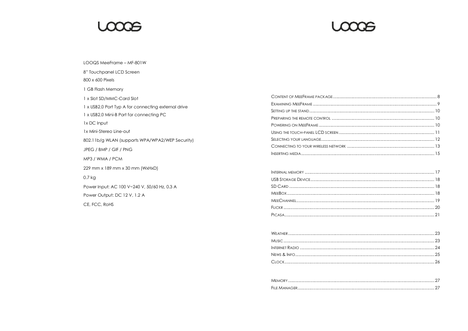 LOOQS MeeFrame User Manual | Page 3 / 17