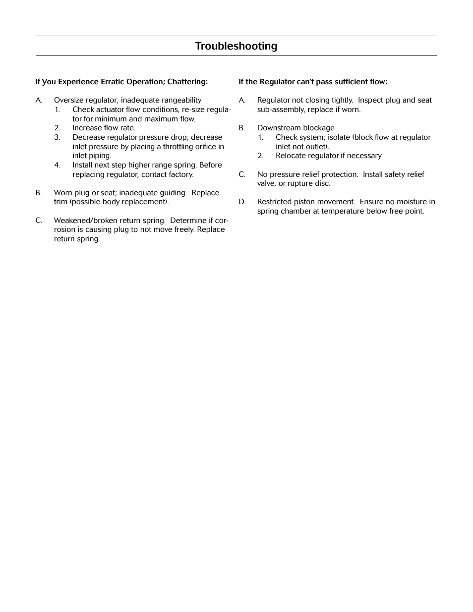 Troubleshooting | LowFlow JRPL/JRPH Series Pressure Regulators User Manual | Page 3 / 4