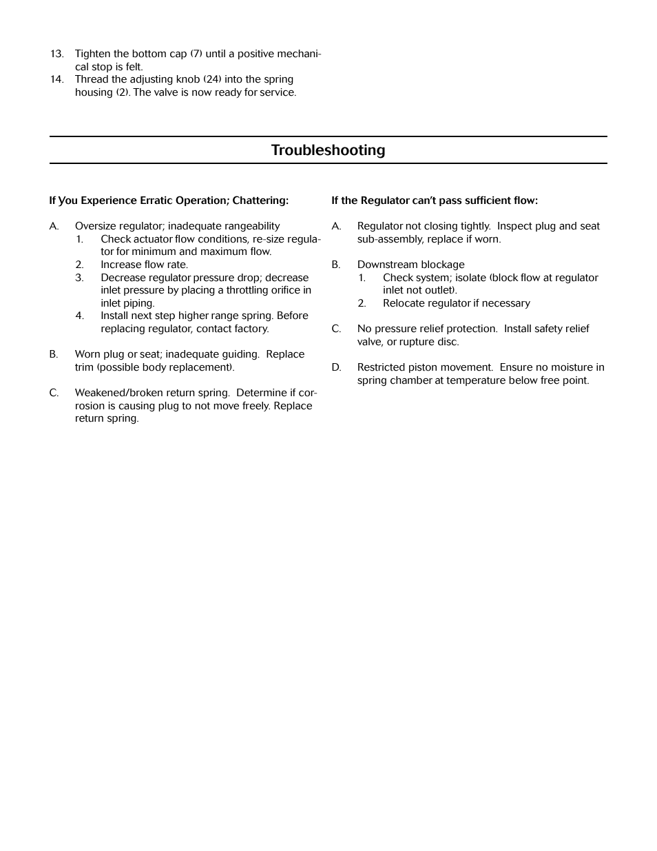 Troubleshooting | LowFlow JRPL/JRPH Series Pressure Regulators User Manual | Page 3 / 4