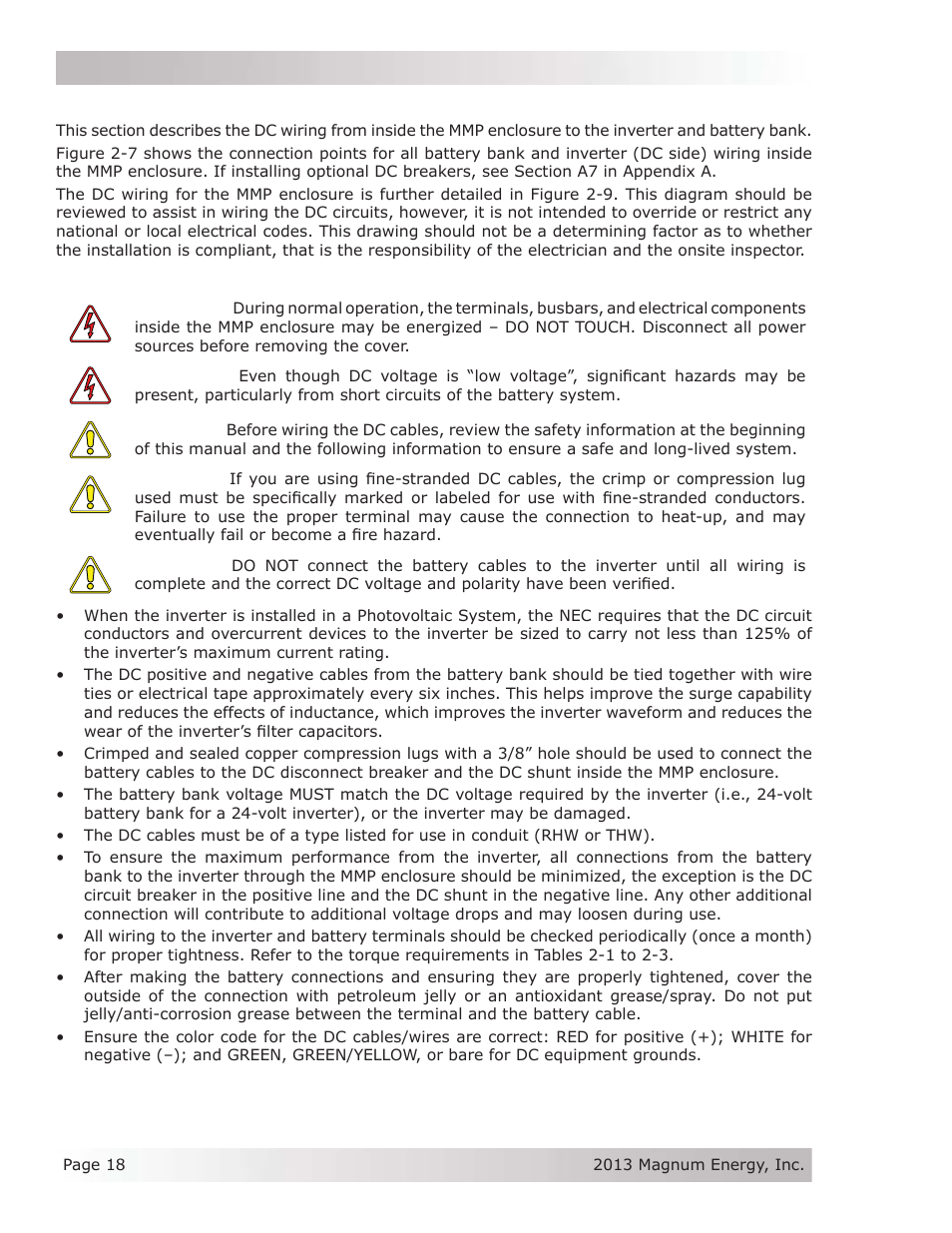 8 dc wiring | Magnum Energy Mini Magnum Panel (MMP Series) User Manual | Page 27 / 70