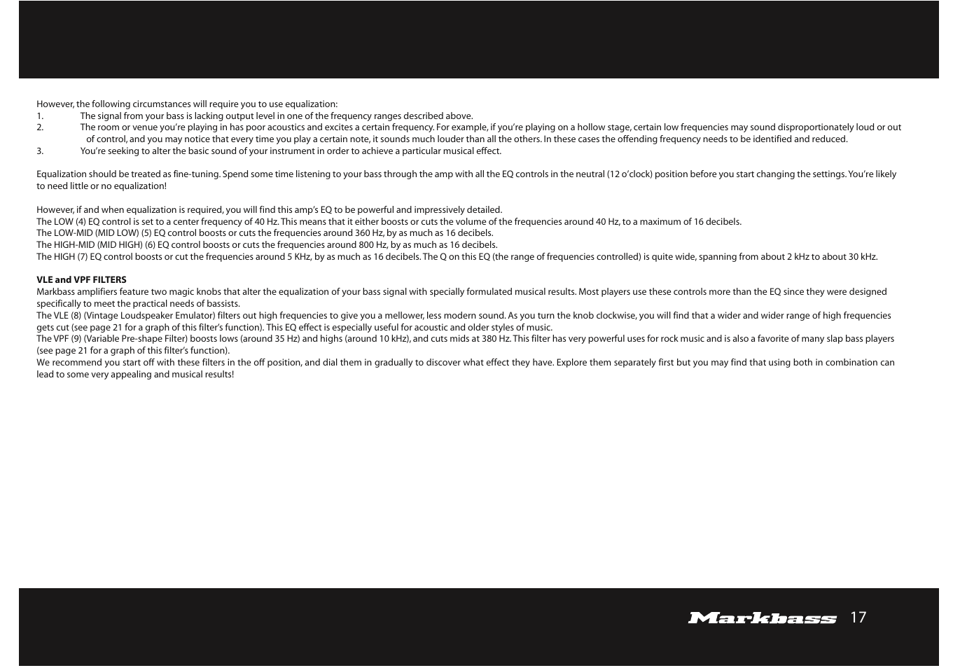 Markbass F 500 User Manual | Page 17 / 32