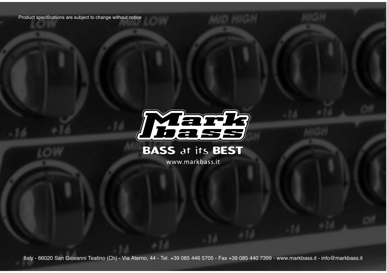Markbass Classic 300 User Manual | Page 14 / 14