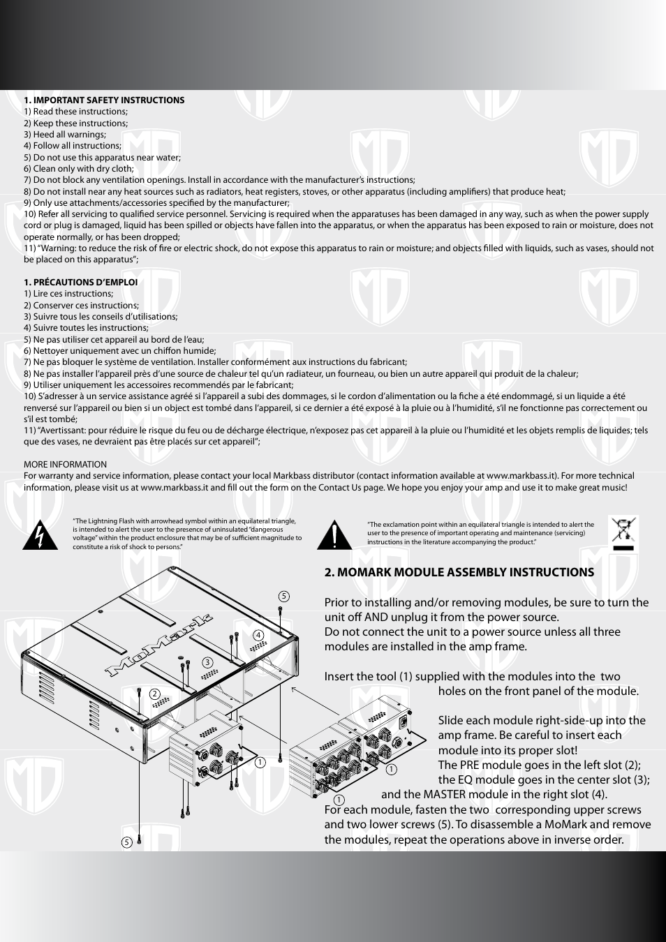 Momark module assembly instructions, Order | Markbass MoMark Black 800 User Manual | Page 2 / 4