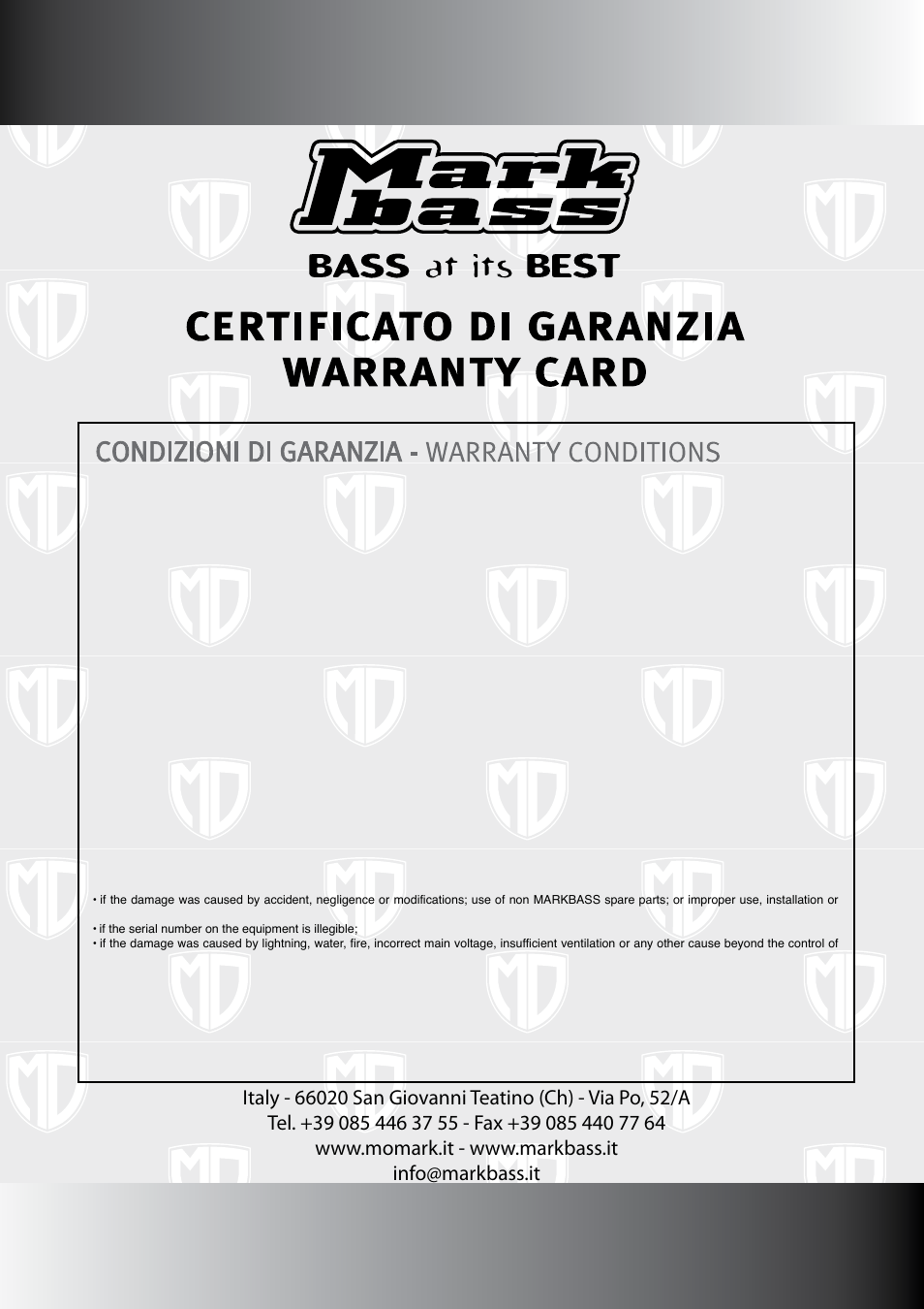 Markbass MoMark Black 800 User Manual | Page 4 / 4