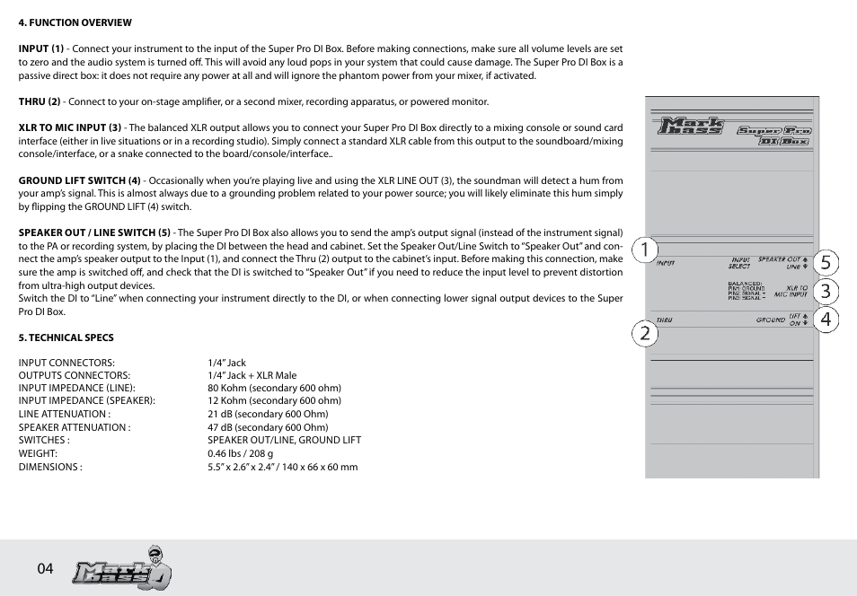 Markbass Super Pro DI User Manual | Page 4 / 8