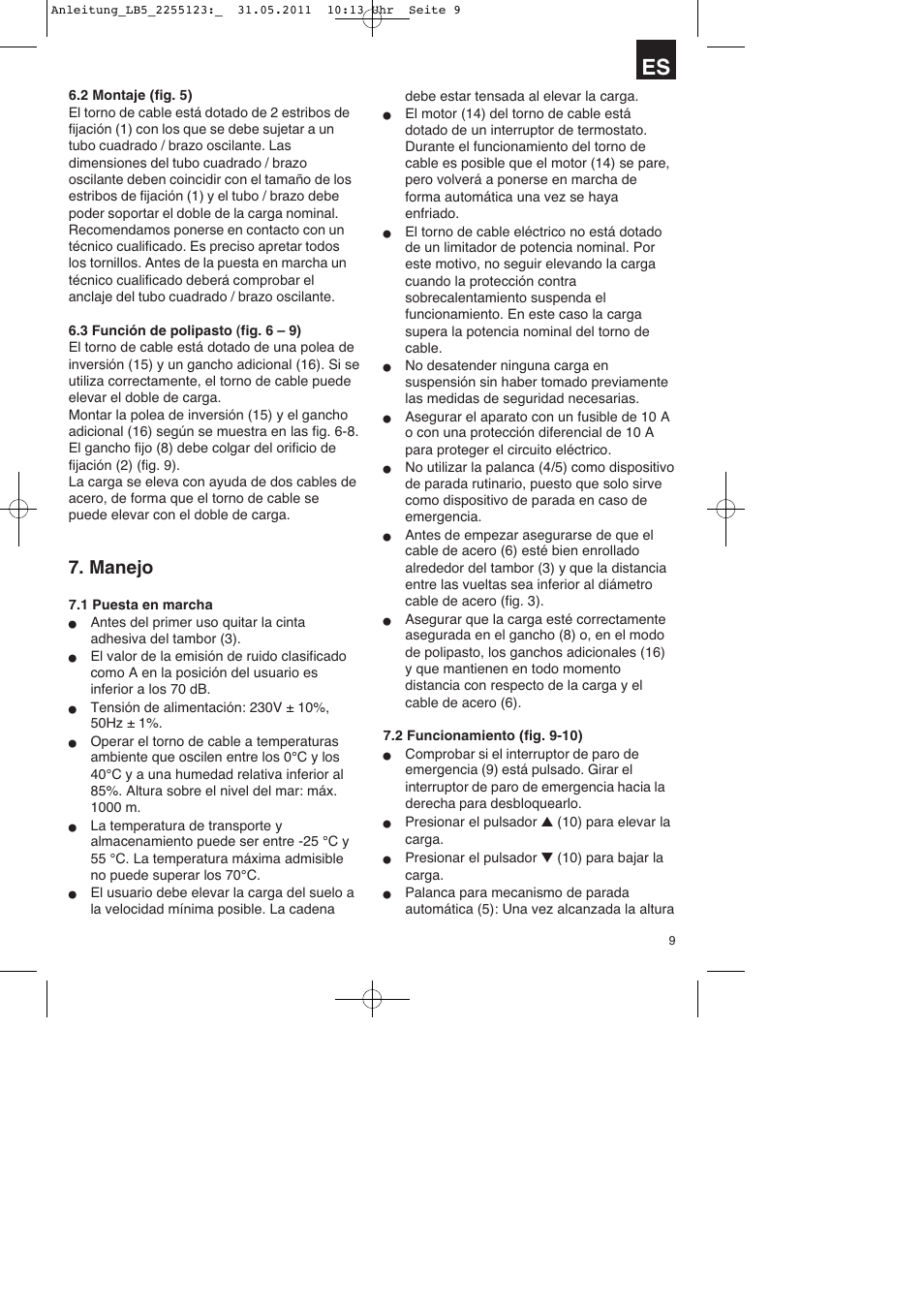 Manejo | Parkside PSZ 250 A2 User Manual | Page 9 / 40